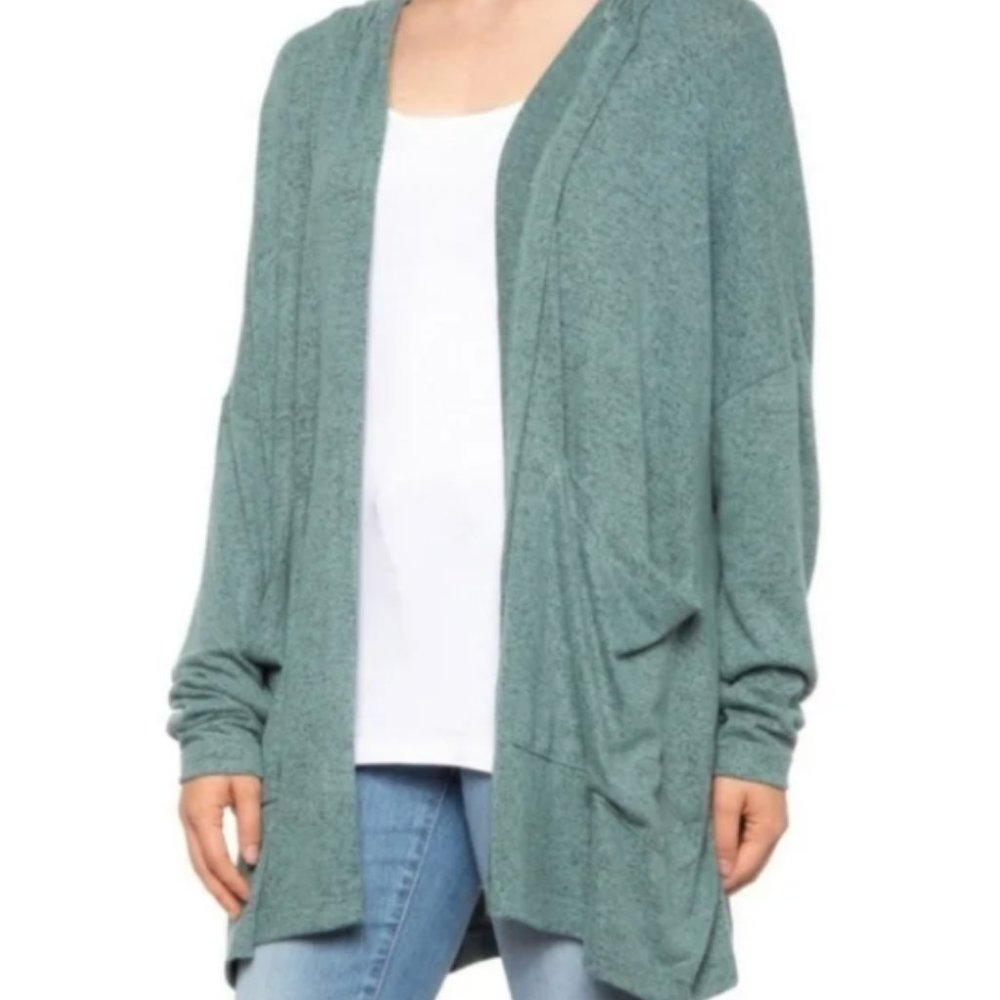 Young Fabulous & Broke Lightweight Green Hooded Cardigan with Pockets